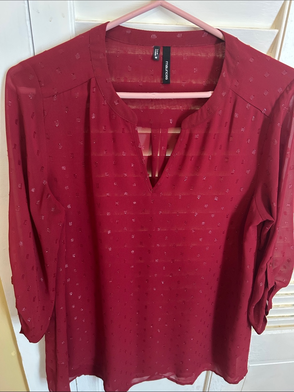 Maurice’s Co. Wine Red Peasant Blouse